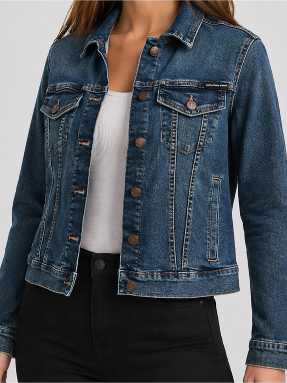 Like New! Calvin Klein Classic Dark Blue Denim Jean Jacket